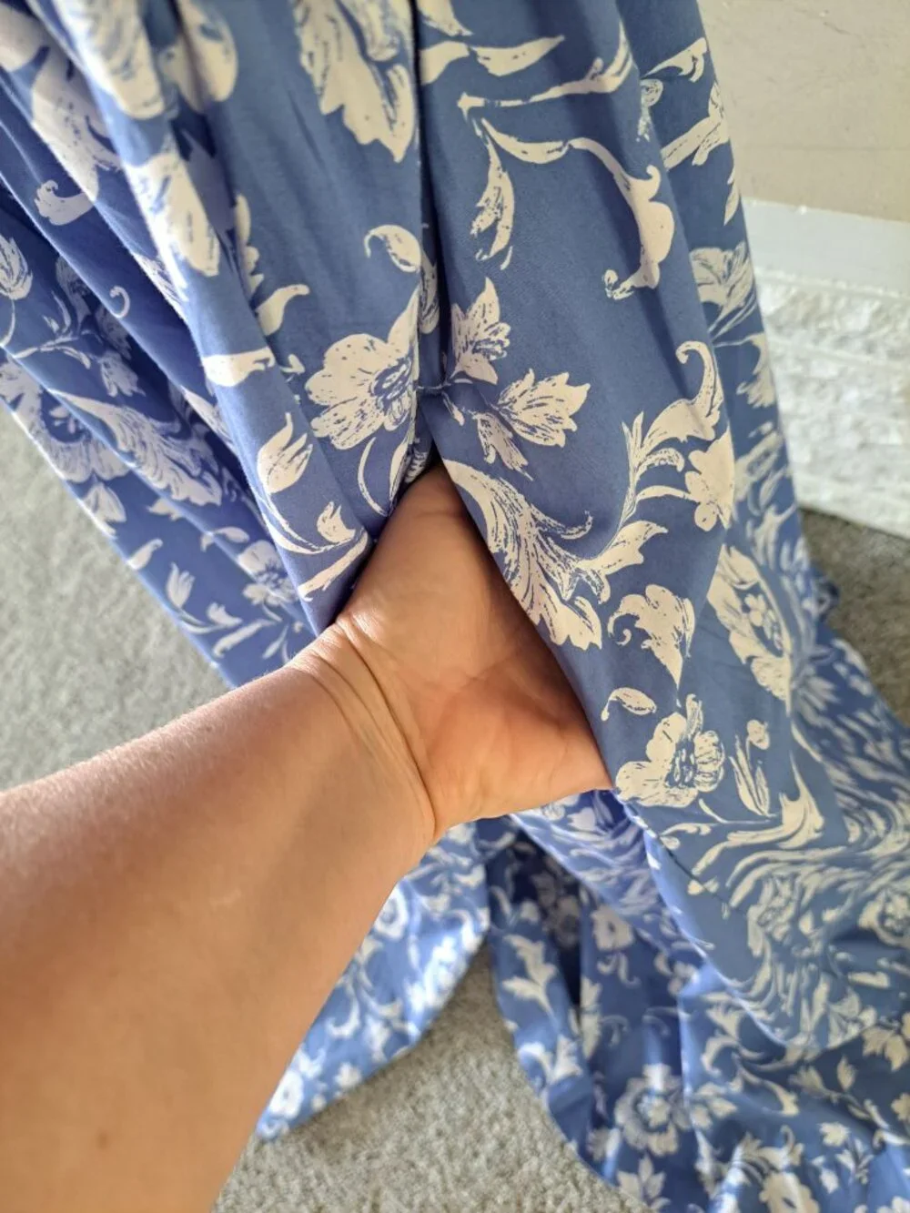 New Abercrombie & Fitch Maxi Womens One-Shoulder White Blue Floral Dress Size L - Picture 7 of 13